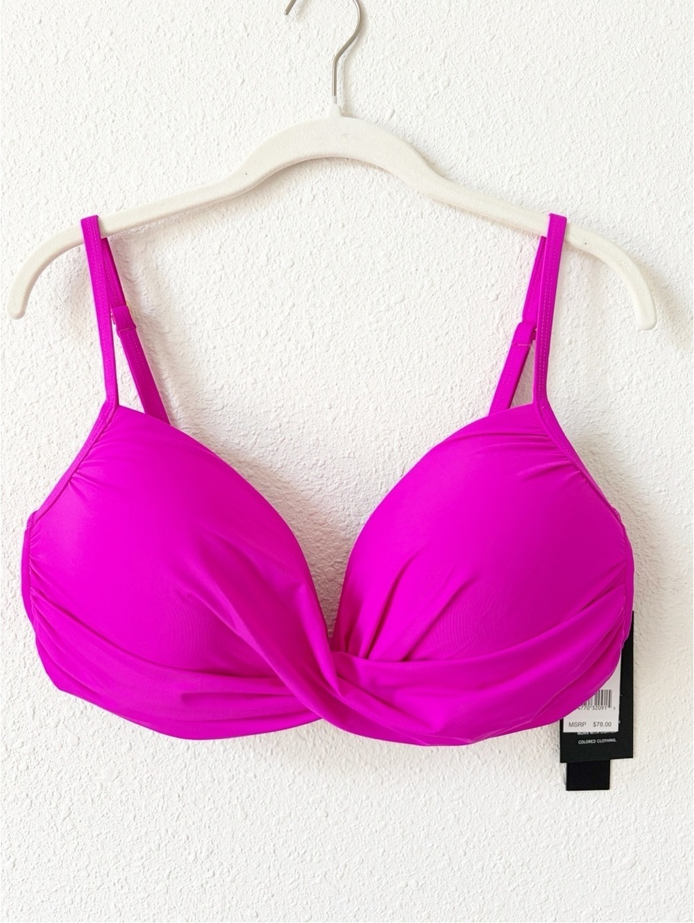 La Blanca Island Goddess Over The Shoulder Wrap Bikini Top Pink Size 16 Beach